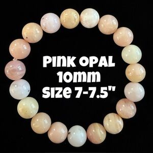Authentic Pink Opal‎ 10mm Beaded Stretchy Bracelet by Bombshell Beads